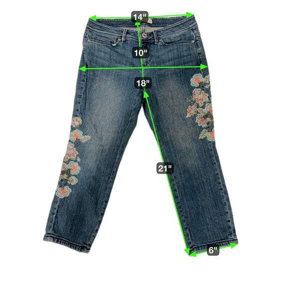 J.Jill‎ Women’s Authentic Fit Cropped Embroidered Denim Jeans Blue Size 6P - Picture 12 of 13